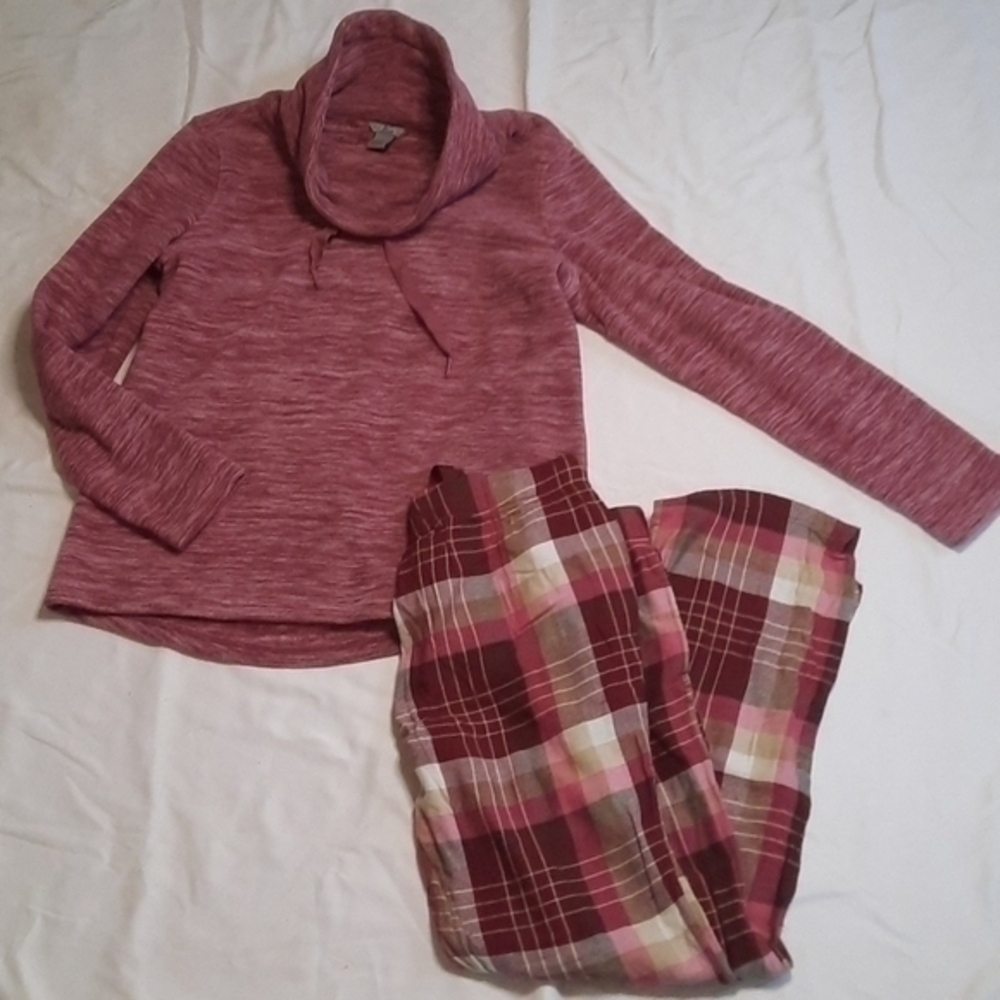 BASS flannel and fleece Lounge pajama set sz s top sz med pant EUC